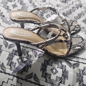 Scoop Snakeskin Strappy Heels